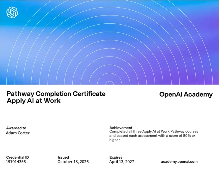 Apply AI at Work — Pathway Certificate — OpenAI Academy